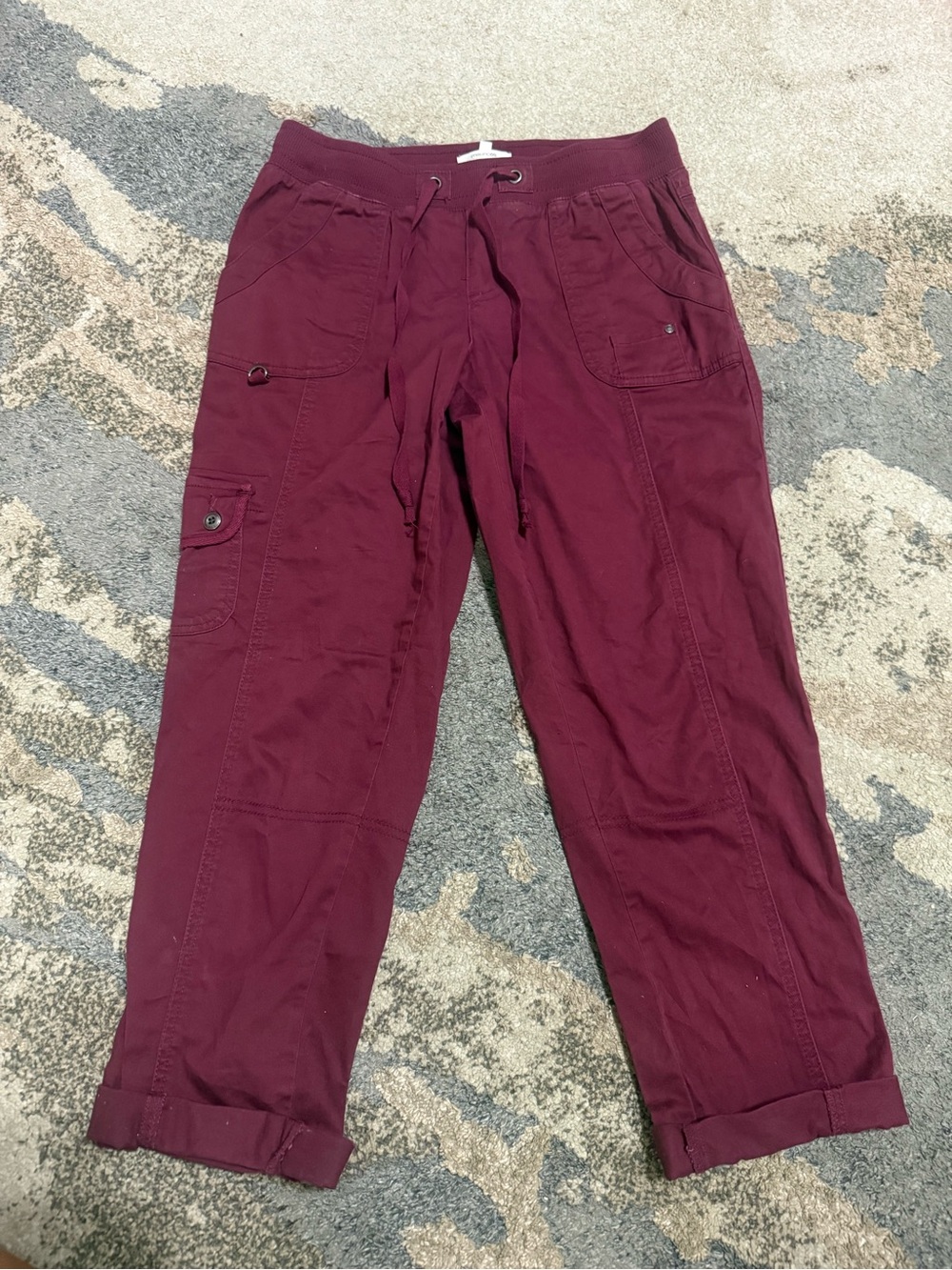 Maurices Drawstring Capris in Burgundy